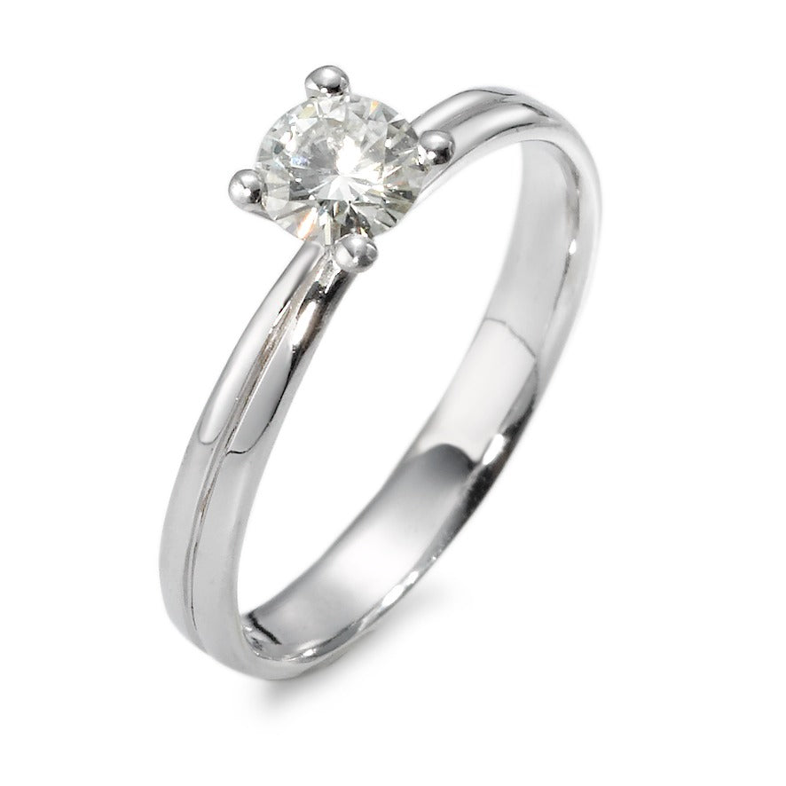 Solitaire ring 750/18K krt witgoud Moissaniet [rund], 5 mm