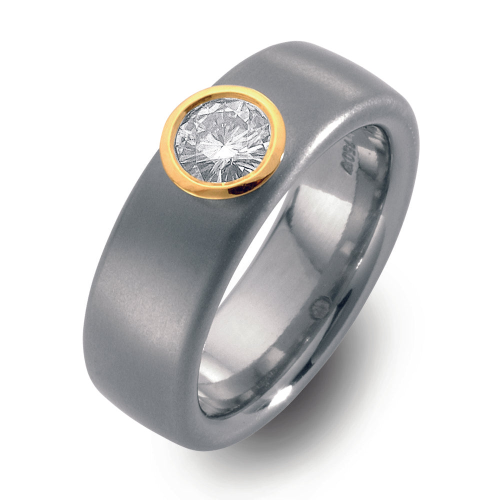 Ring Titanium, 750/18 krt geel goud Moissaniet