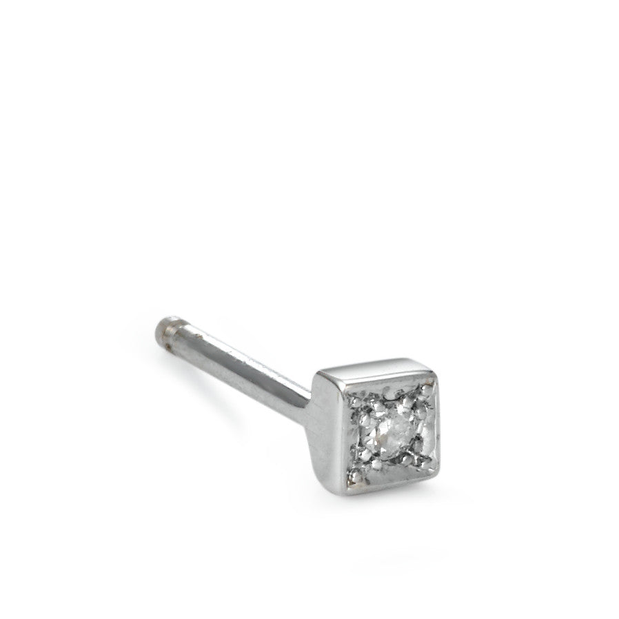 Oorknop 1 stuk 750/18K krt witgoud Diamant 0.02 ct, w-si