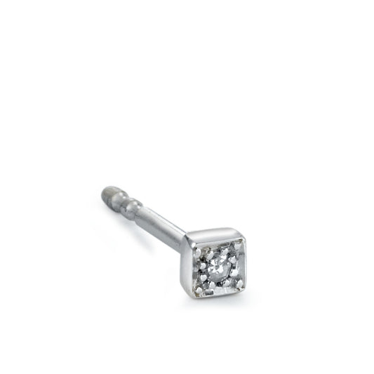 Oorknop 1 stuk 750/18K witgoud Diamant 0.01 ct, w-si