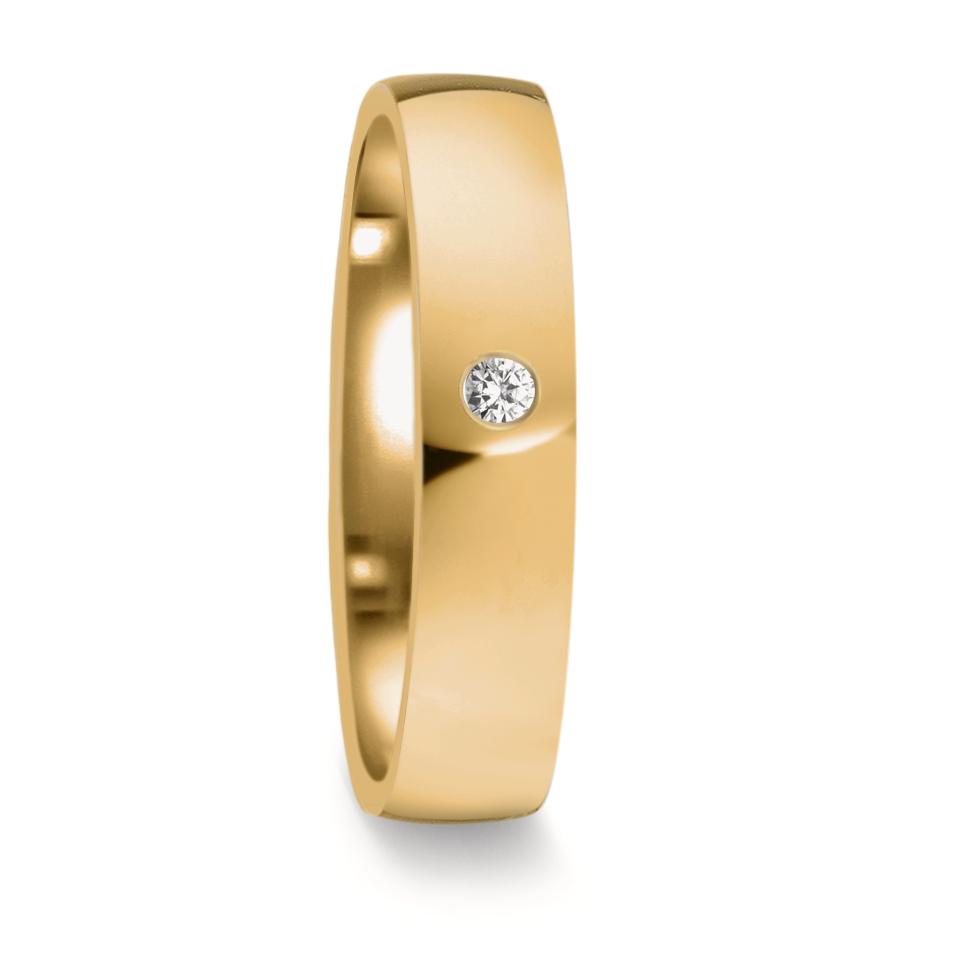 Partnerring 750/18 krt geel goud Diamant 0.02 ct, w-si