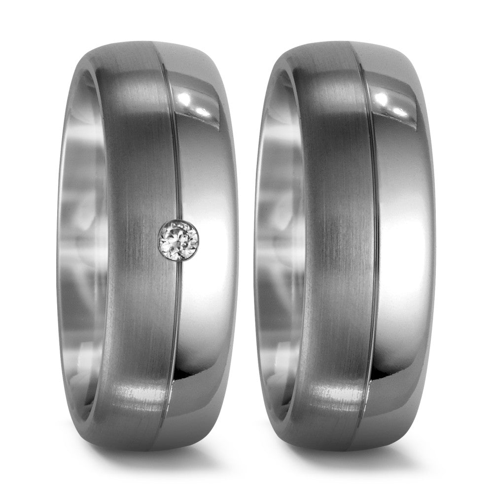 Partnerring Titanium Diamant 0.02 ct, w-si