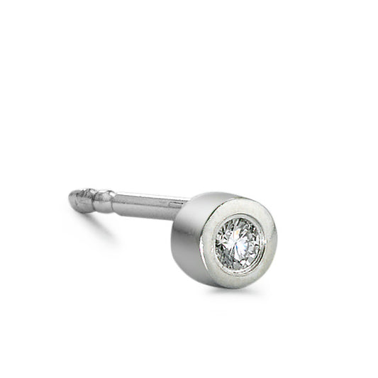 Oorknop 1 stuk 750/18K krt witgoud Diamant 0.04 ct, w-si Ø3 mm