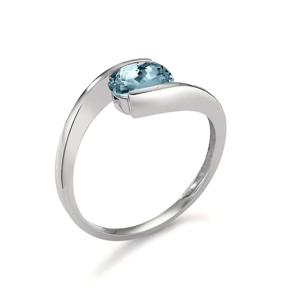 Ring 750/18K krt witgoud Topaas blauw