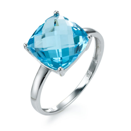 Ring 750/18K witgoud Topaas blauw, [Briolett] Ø10 mm