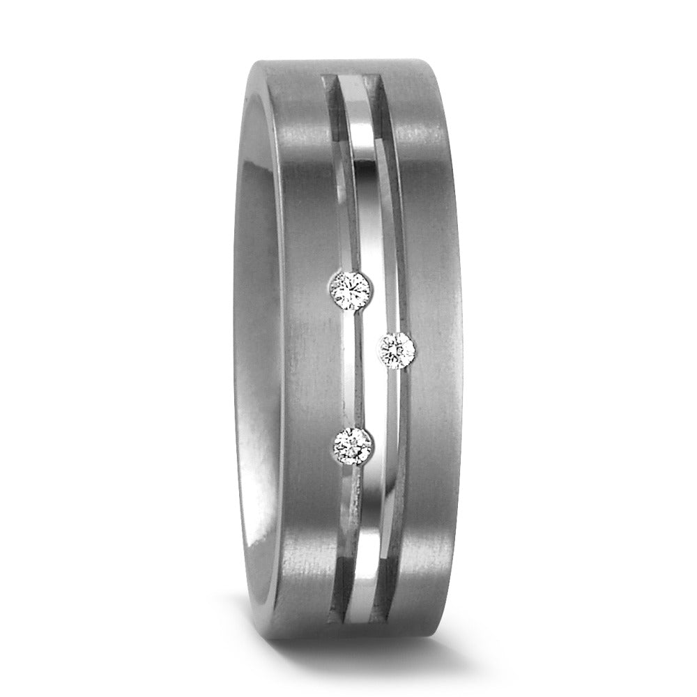 Partnerring Titanium Diamant 0.03 ct, 3 Steen, w-si