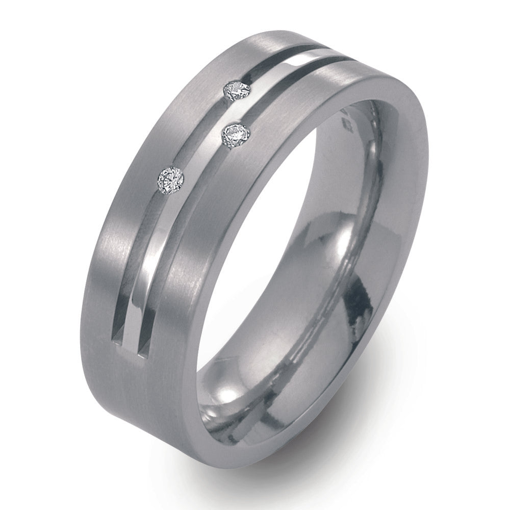 Partnerring Titanium Diamant 0.03 ct, 3 Steen, w-si