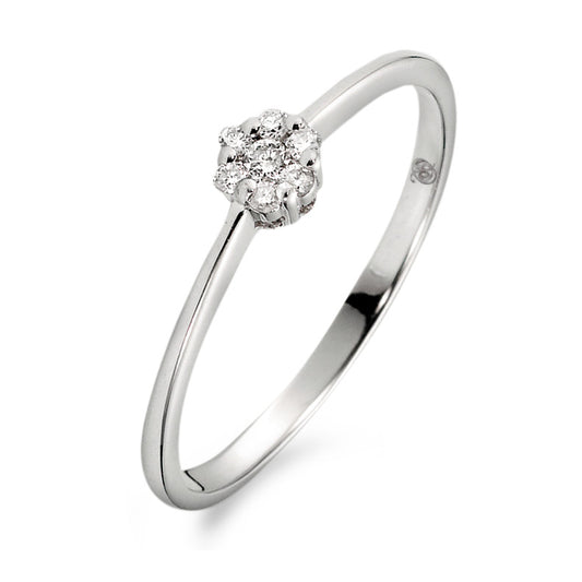 Ring 750/18K krt witgoud Diamant wit, 0.08 ct, 7 Steen, w-si Ø4 mm