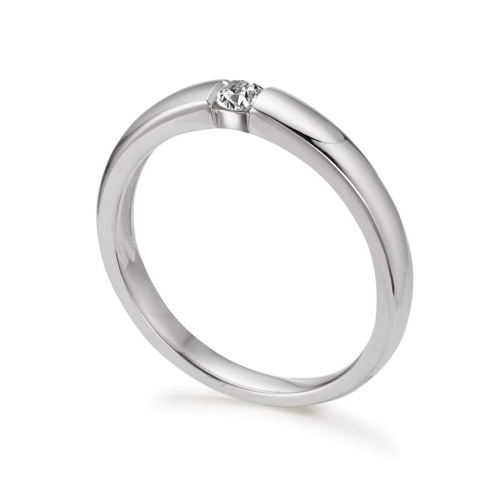 Solitaire ring 750/18K witgoud Diamant 0.10 ct, w-si