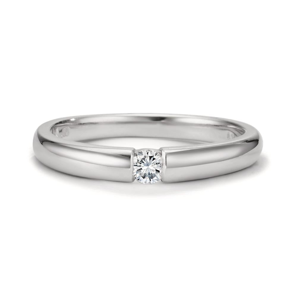 Solitaire ring 750/18K witgoud Diamant 0.10 ct, w-si