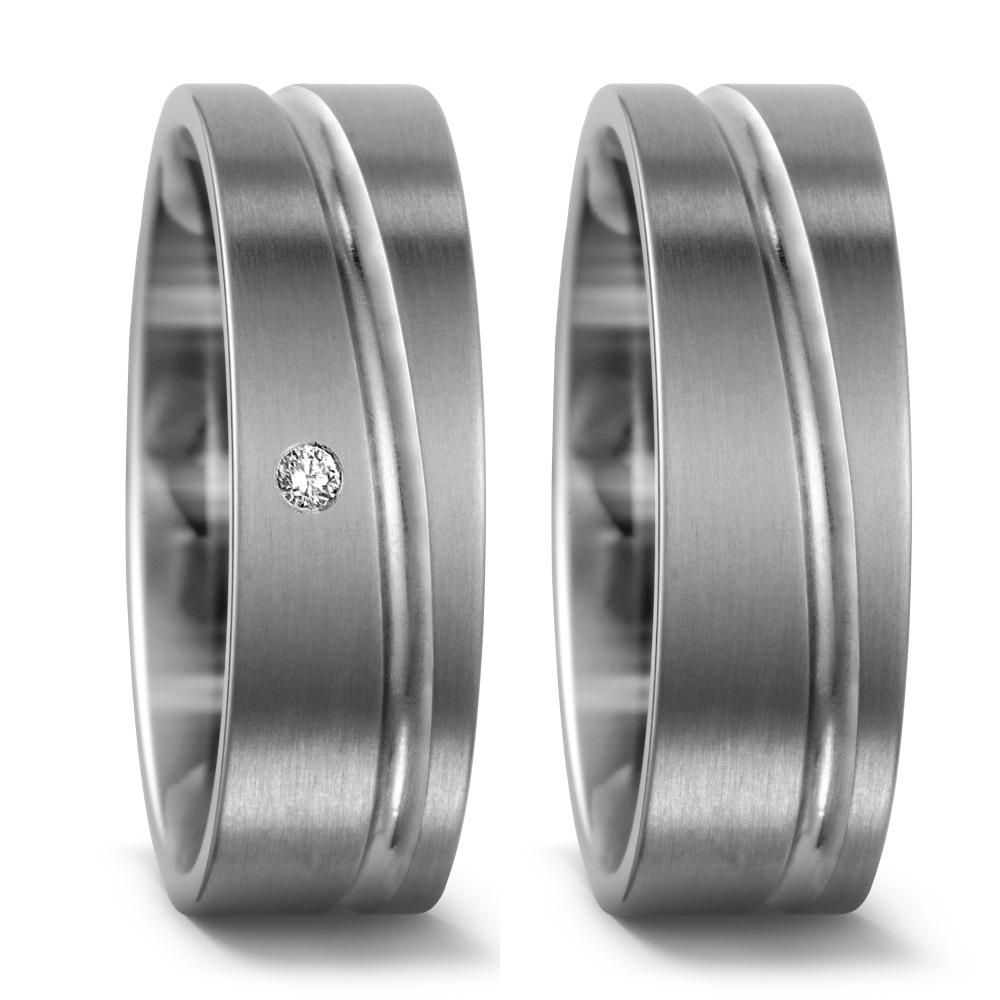 Partnerring Titanium Diamant 0.02 ct, w-si