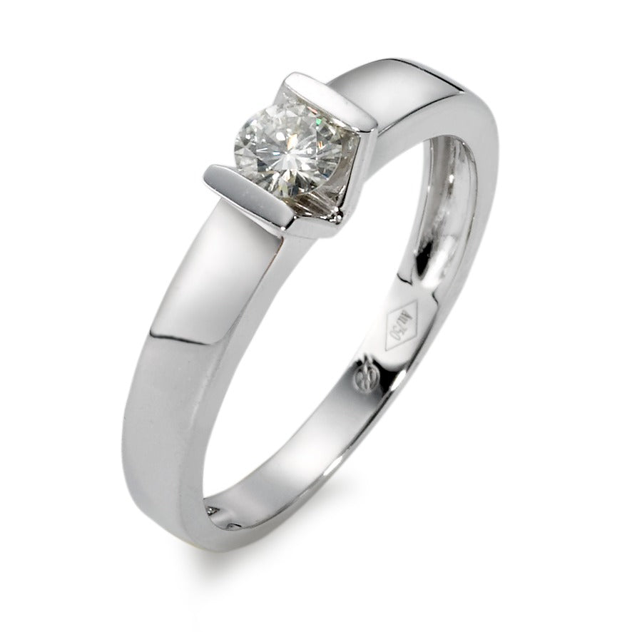 Solitaire ring 750/18K krt witgoud Moissaniet wit, 4 mm