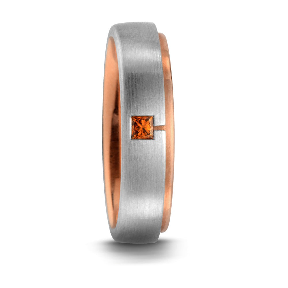 Ring 950 Platina Diamant oranje, 0.05 ct, [Carrée], w-si