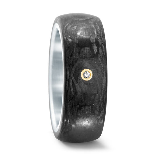 Partnerring Roestvrijstaal, Carbon, 750/18 krt geel goud Diamant 0.01 ct, w-si