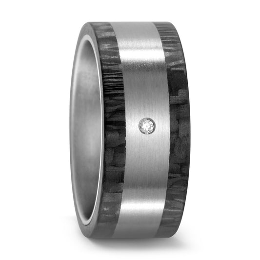 Partnerring Titanium, Carbon Diamant 0.02 ct, w-si