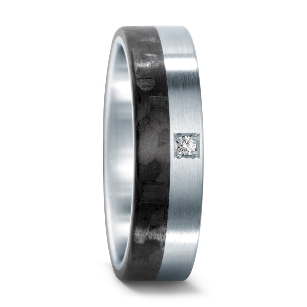 Partnerring Roestvrijstaal, Carbon Diamant 0.02 ct, w-si