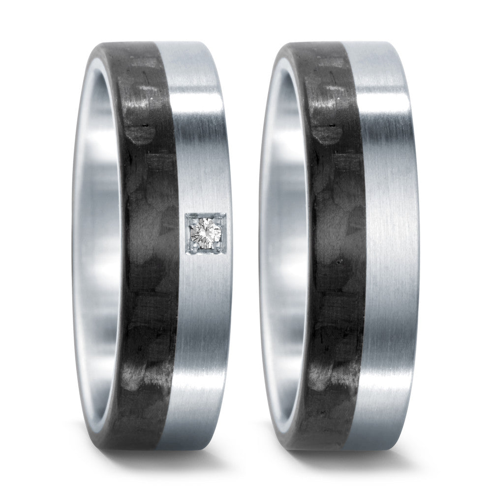 Partnerring Roestvrijstaal, Carbon Diamant 0.02 ct, w-si