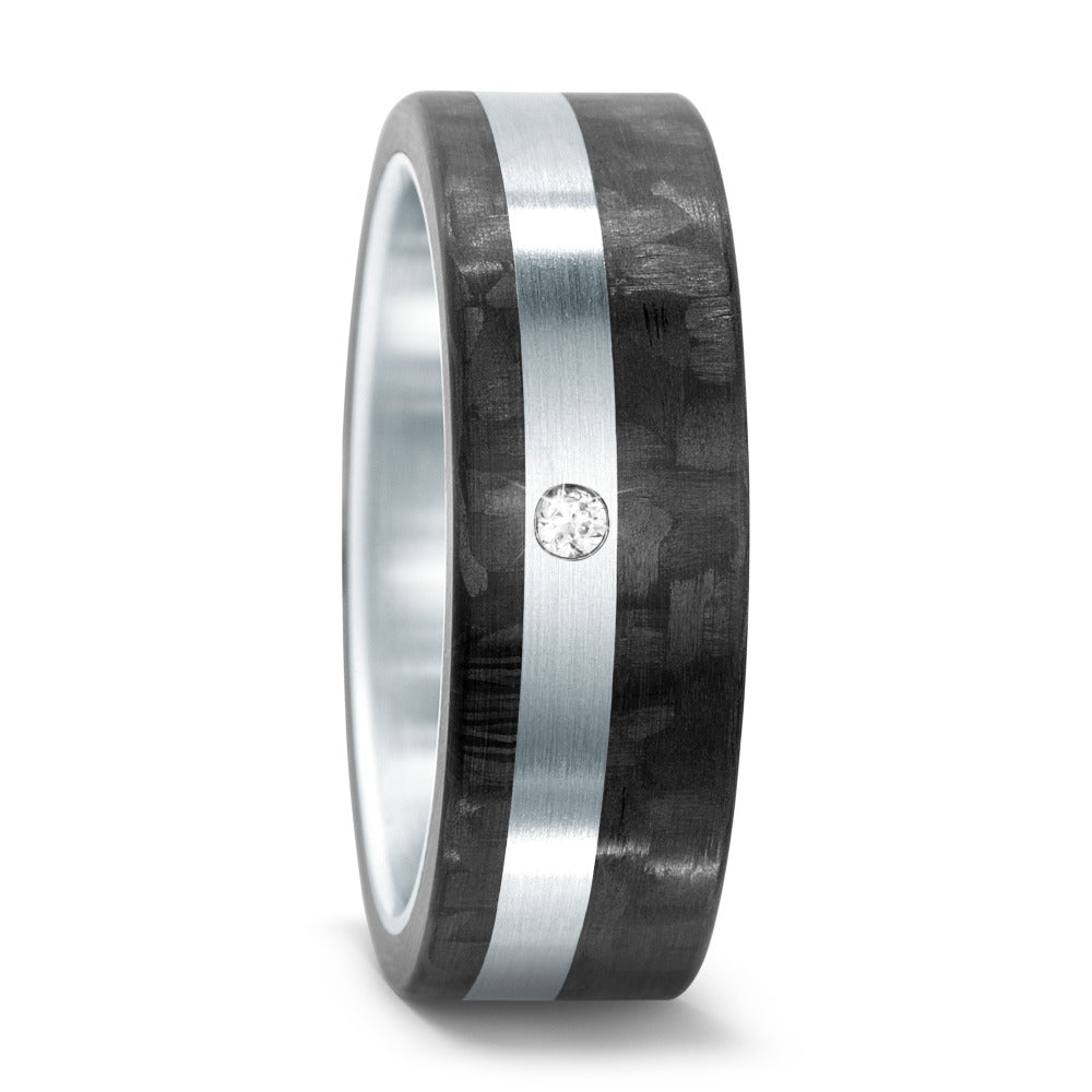 Partnerring Roestvrijstaal, Carbon Diamant 0.02 ct, w-si