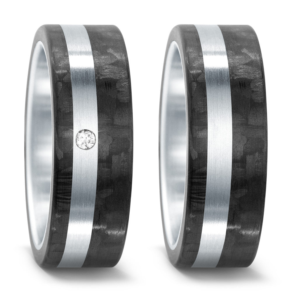 Partnerring Roestvrijstaal, Carbon Diamant 0.02 ct, w-si