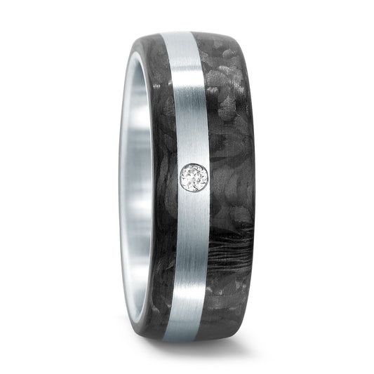 Partnerring Roestvrijstaal, Carbon Diamant 0.02 ct, w-si