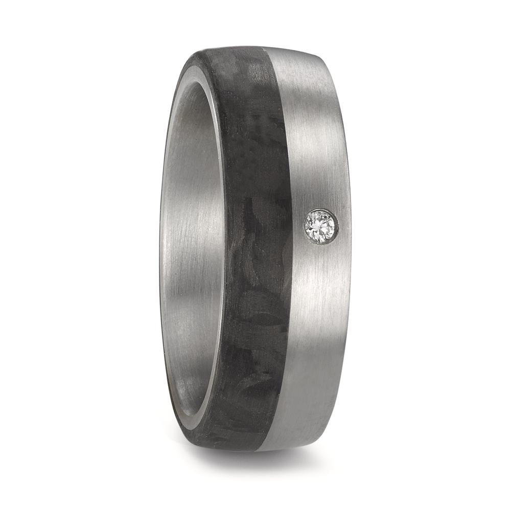 Partnerring Roestvrijstaal, Carbon Diamant 0.02 ct, w-si