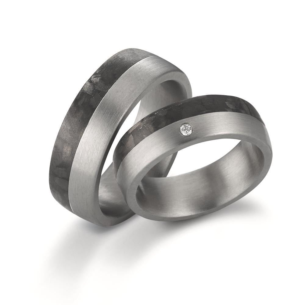 Partnerring Roestvrijstaal, Carbon Diamant 0.02 ct, w-si