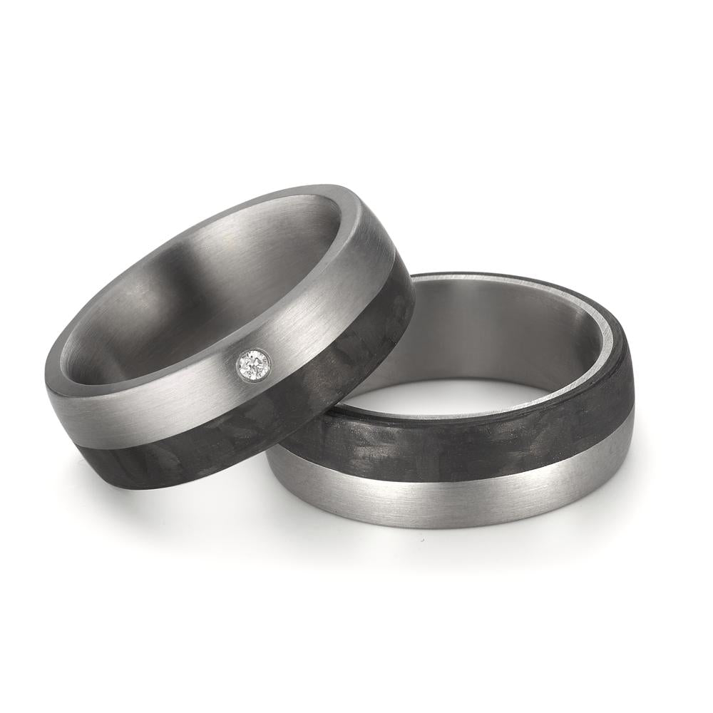 Partnerring Roestvrijstaal, Carbon Diamant 0.02 ct, w-si