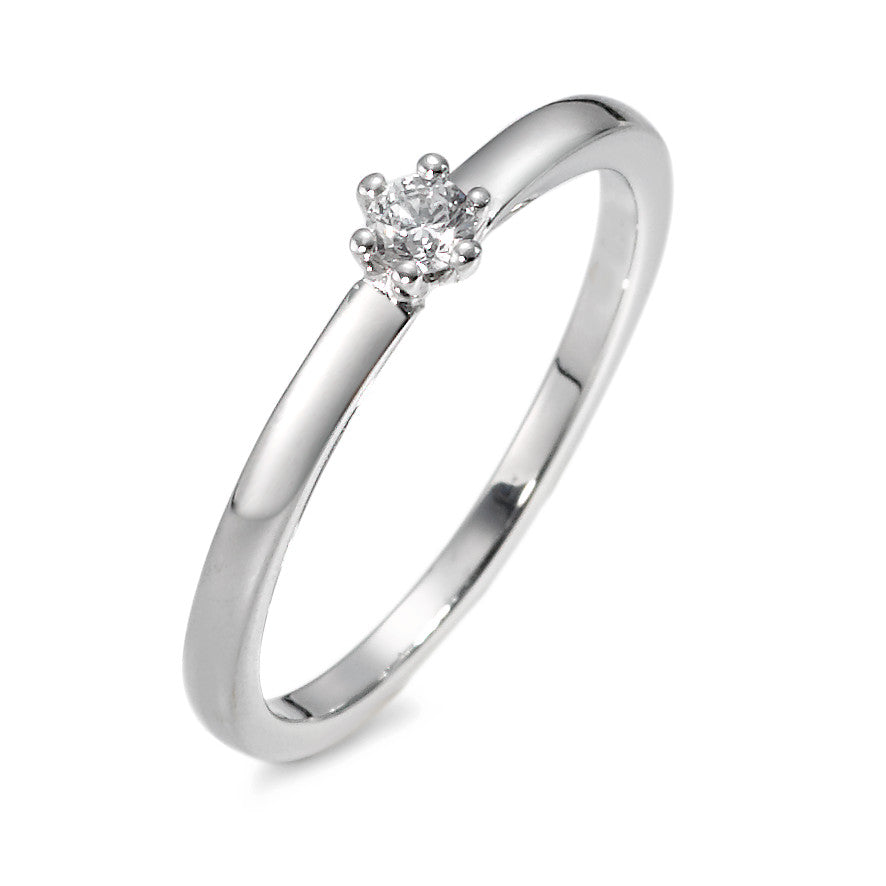 Solitaire ring 750/18K krt witgoud Diamant 0.10 ct, w-si