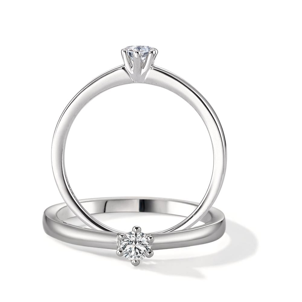 Solitaire ring 750/18K krt witgoud Diamant 0.10 ct, w-si