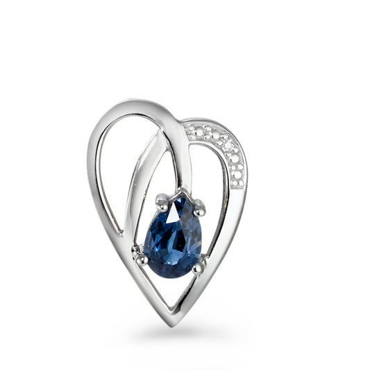 Hanger 375/9 krt witgoud Saffier blauw, [Tropfen], Diamant wit, 0.005 ct, w-si Hart