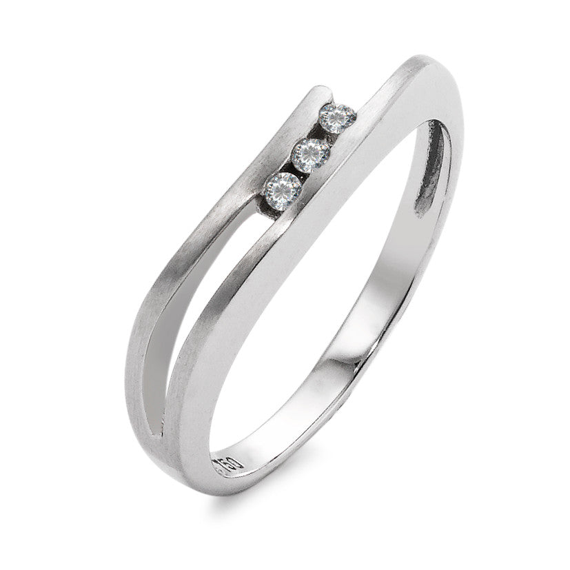 Ring 750/18K krt witgoud Diamant 0.06 ct, 3 Steen, w-si