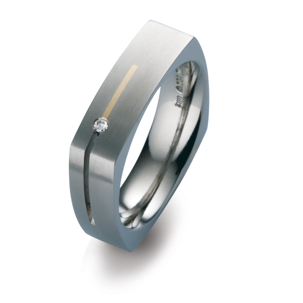 Partnerring Titanium, 750/18K geel goud Diamant 0.02 ct, w-si