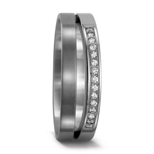 Partnerring Titanium Diamant 0.15 ct, 15 Steen, w-si