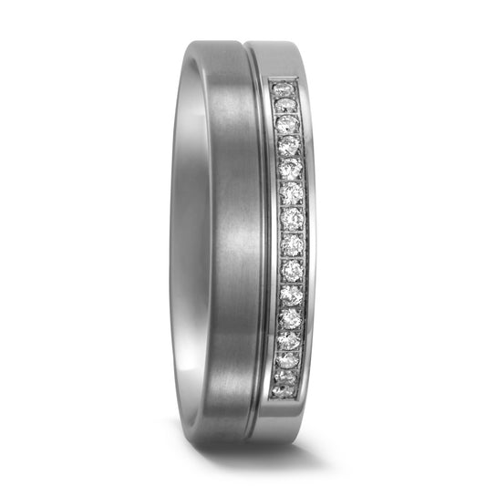 Partnerring Titanium Diamant 0.15 ct, 15 Steen, w-si