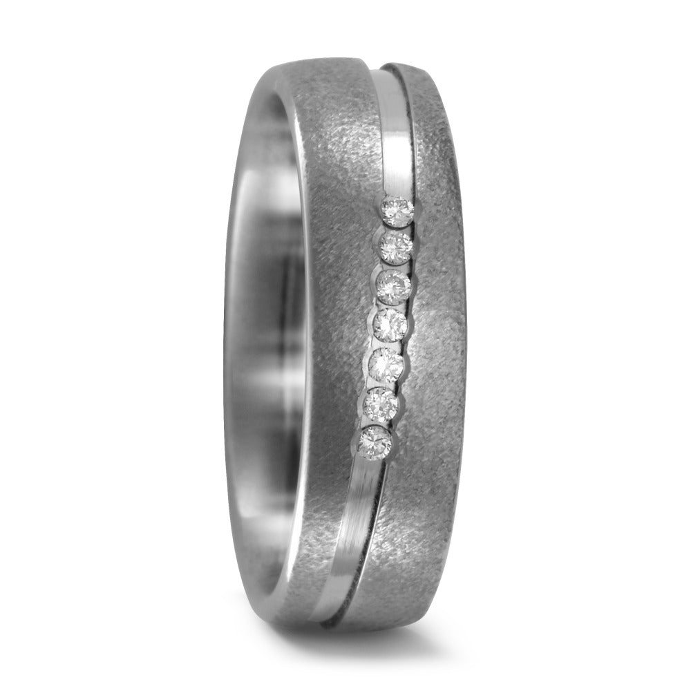 Partnerring Titanium Diamant 0.07 ct, 7 Steen, w-si