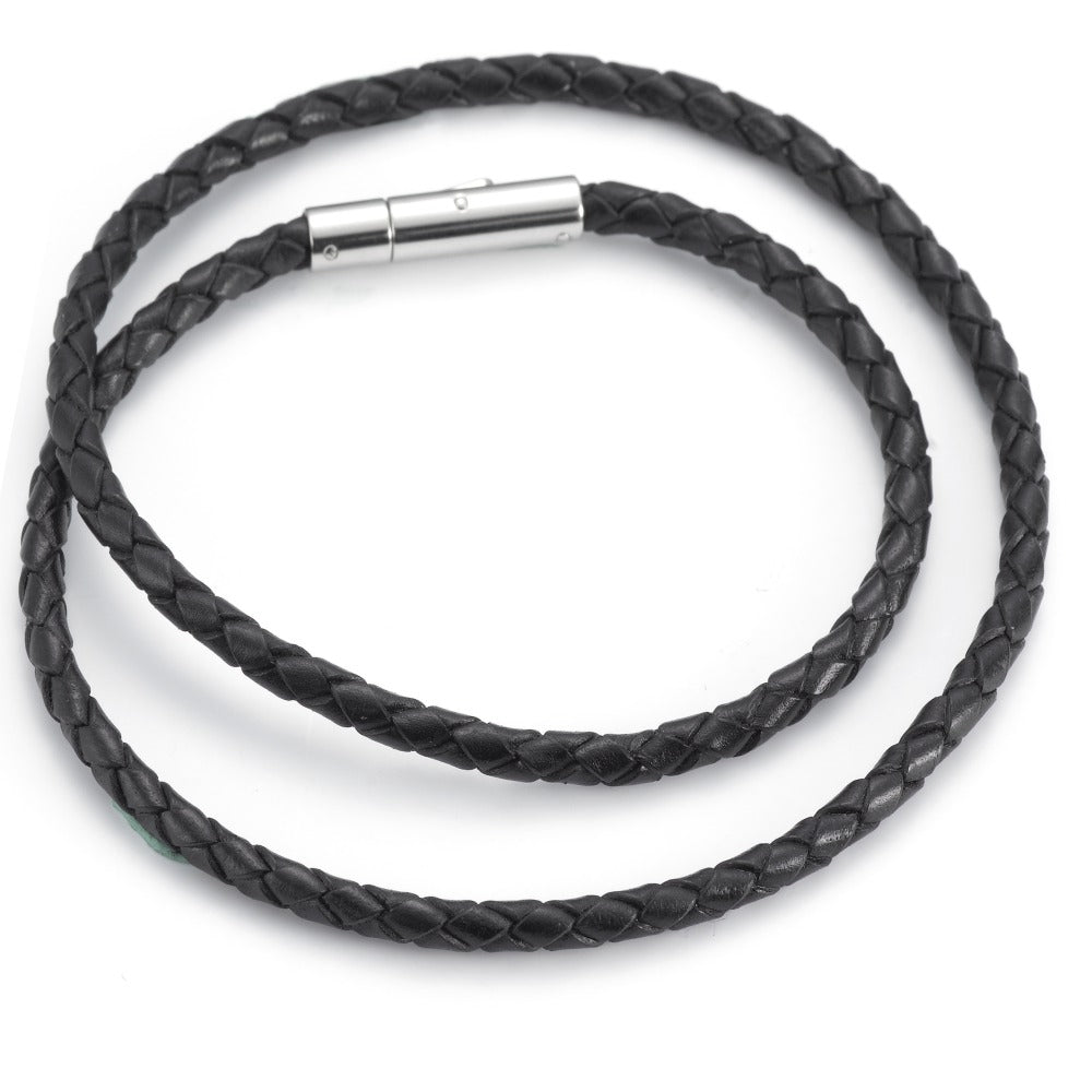 Collier Leder, Roestvrijstaal 45 cm Ø4 mm