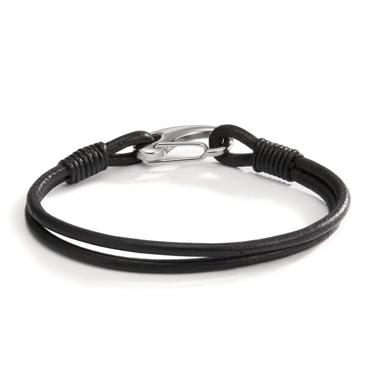 Armband Leder, Roestvrijstaal 21 cm Ø6.5 mm