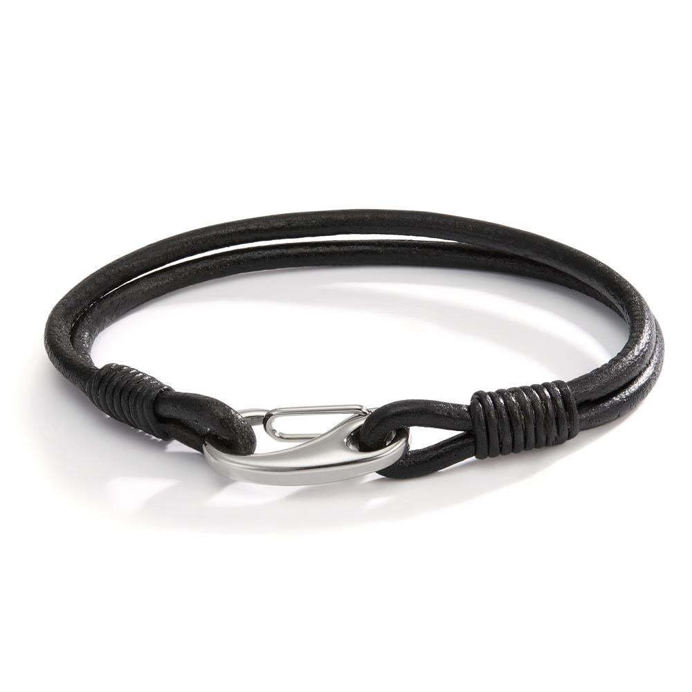 Armband Leder, Roestvrijstaal 21 cm Ø6.5 mm