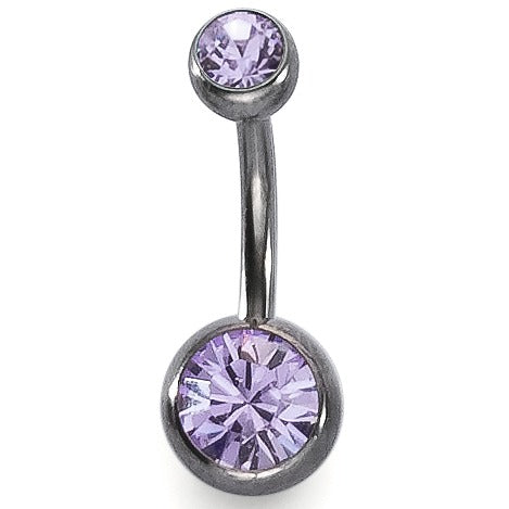 Navelpiercing Titanium Kristal lavendel, 2 Steen