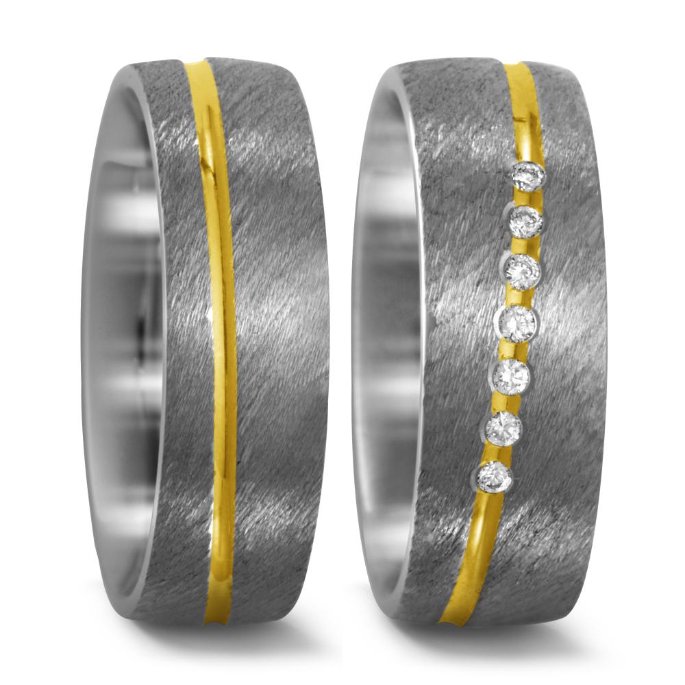 Partnerring Titanium, 750/18 krt geel goud