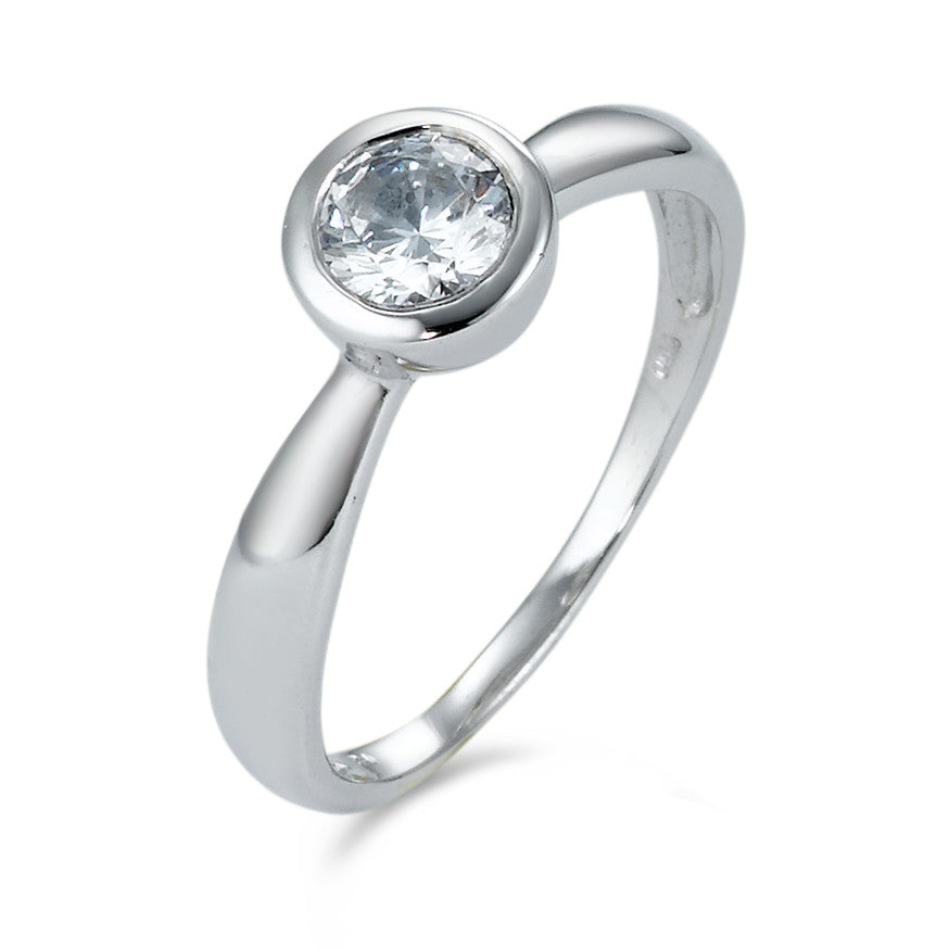 Solitaire ring 750/18K krt witgoud Zirkonia