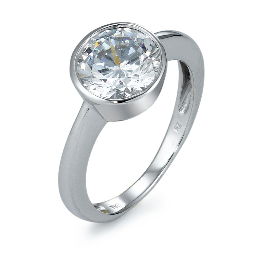 Solitaire ring 750/18K krt witgoud Zirkonia