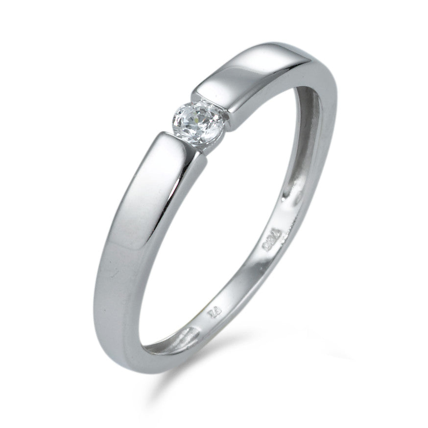 Solitaire ring 750/18K krt witgoud Zirkonia