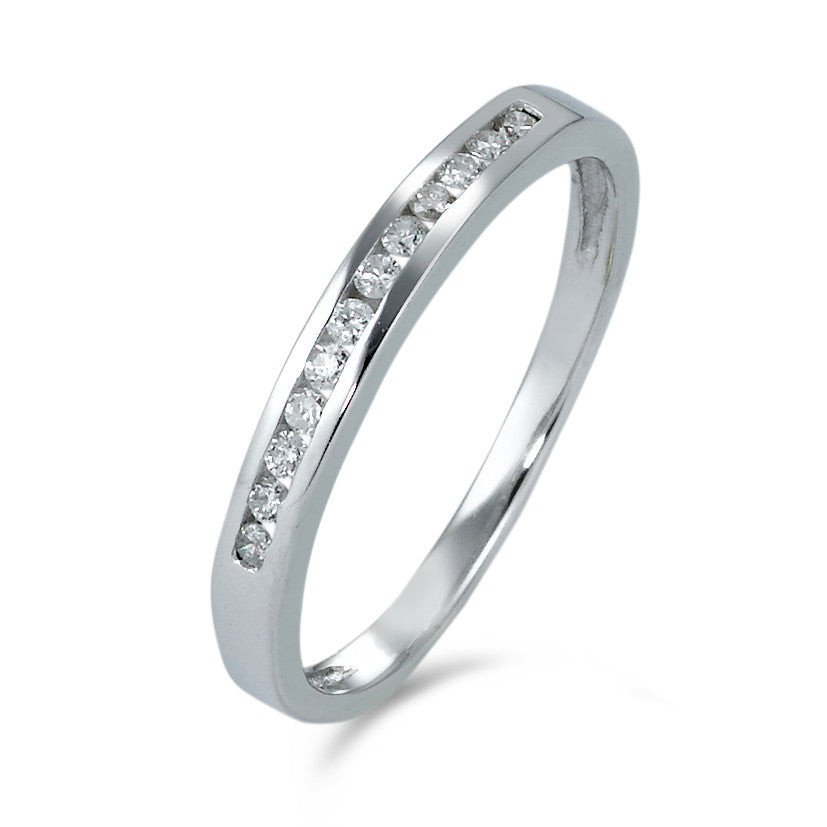 Memory ring 750/18K krt witgoud Diamant 0.12 ct, 12 Steen, p1