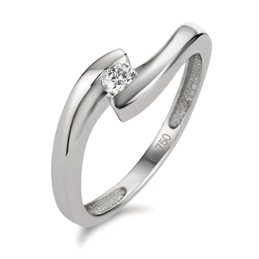 Solitaire ring 750/18K krt witgoud Diamant 0.10 ct, p1