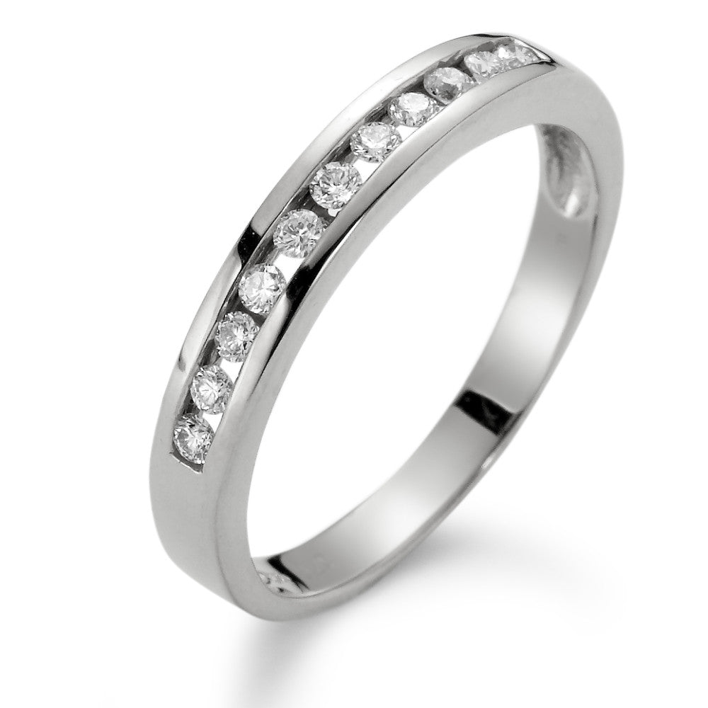 Memory ring 750/18K krt witgoud Diamant wit, 0.20 ct, 11 Steen, si