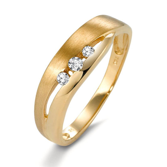 Ring 750/18K geel goud Zirkonia 3 Steen