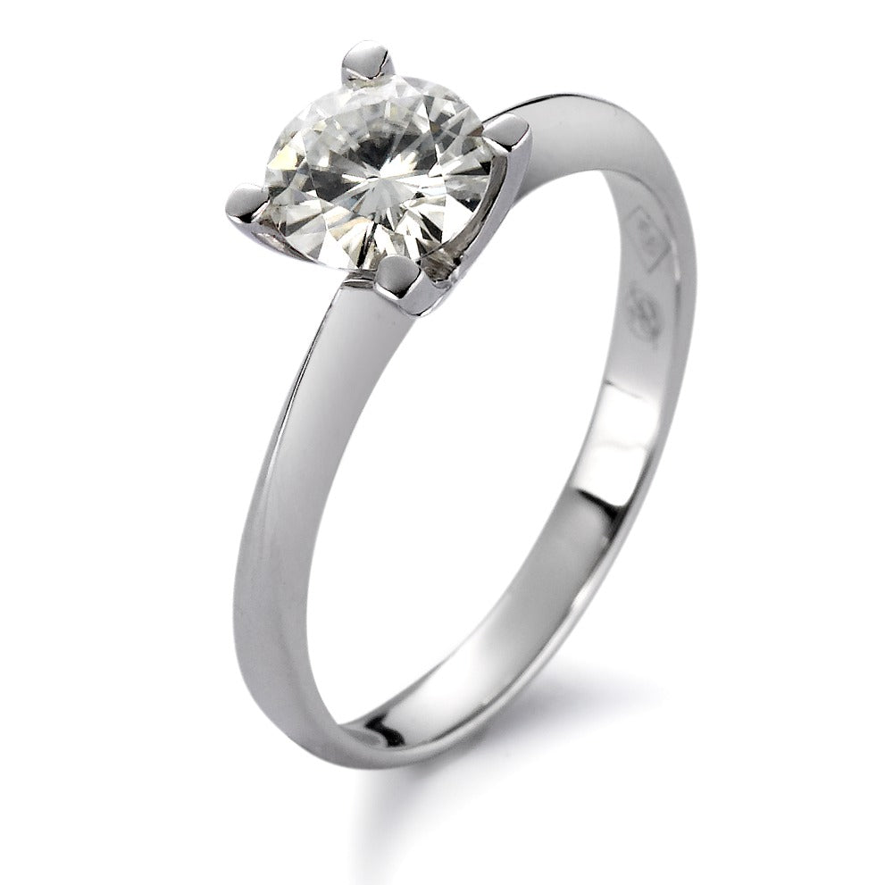 Solitaire ring 750/18K krt witgoud Moissaniet