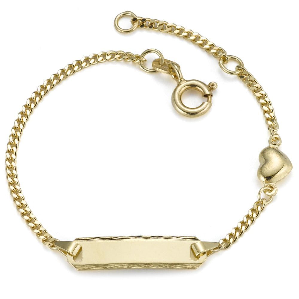 Graveer armband 585/14 krt geel goud Hart 12-14 cm