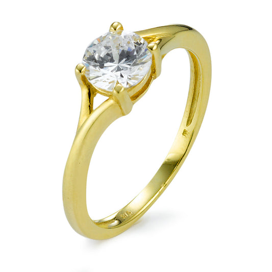 Solitaire ring 375/9 krt geel goud Zirkonia wit Ø6 mm